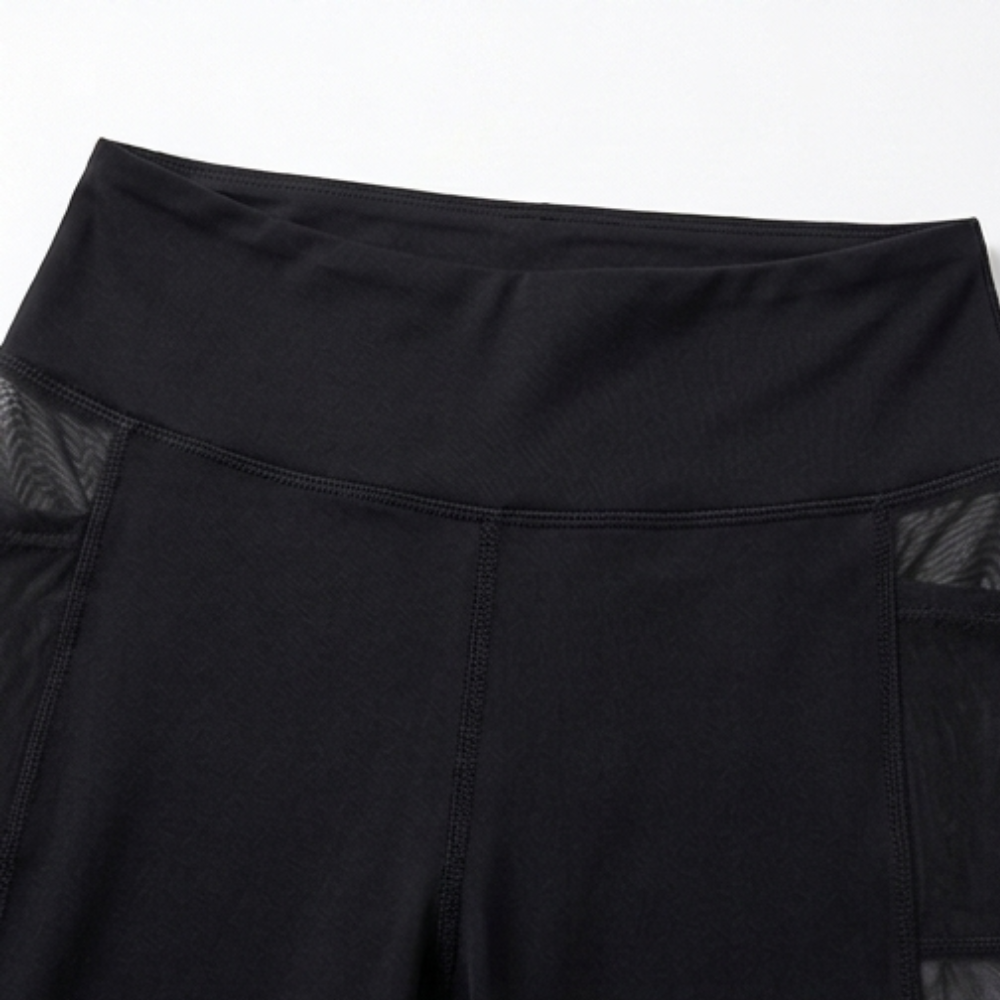 High Waisted Mesh Leggings with Hidden Pocket — View 7 | Clova