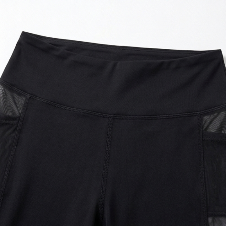 High Waisted Mesh Leggings with Hidden Pocket — View 7 | Clova