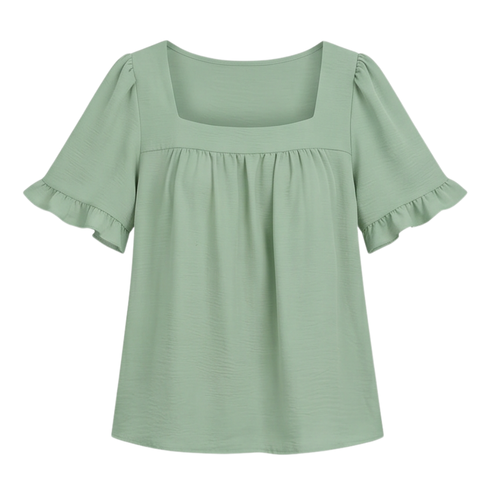 Square Neck Flutter Sleeve Blouse — View 17 | Clova