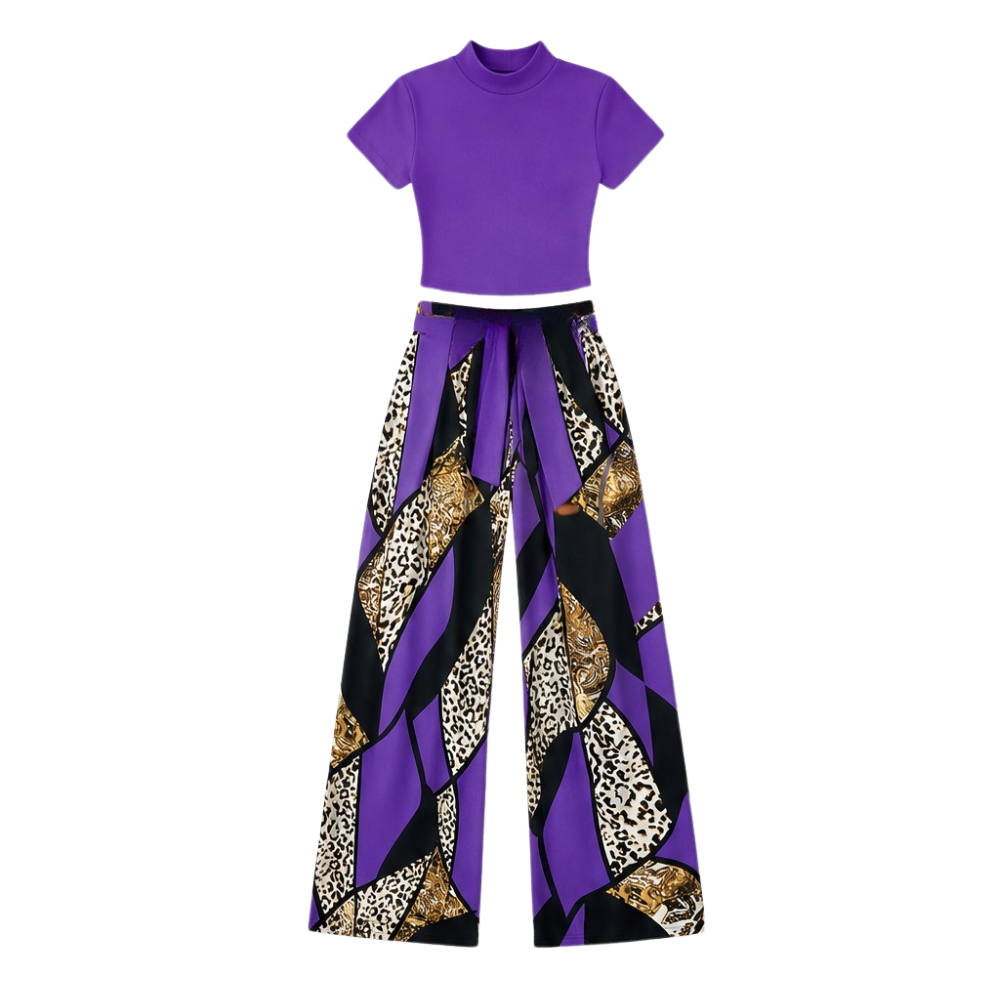 Bold Print Wide-Leg Two Piece Set — View 12 | Clova