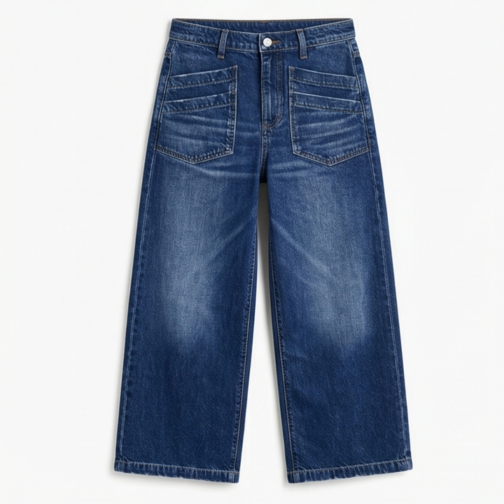 Patch-Pocket Wide-Leg Jeans — View 11 | Clova