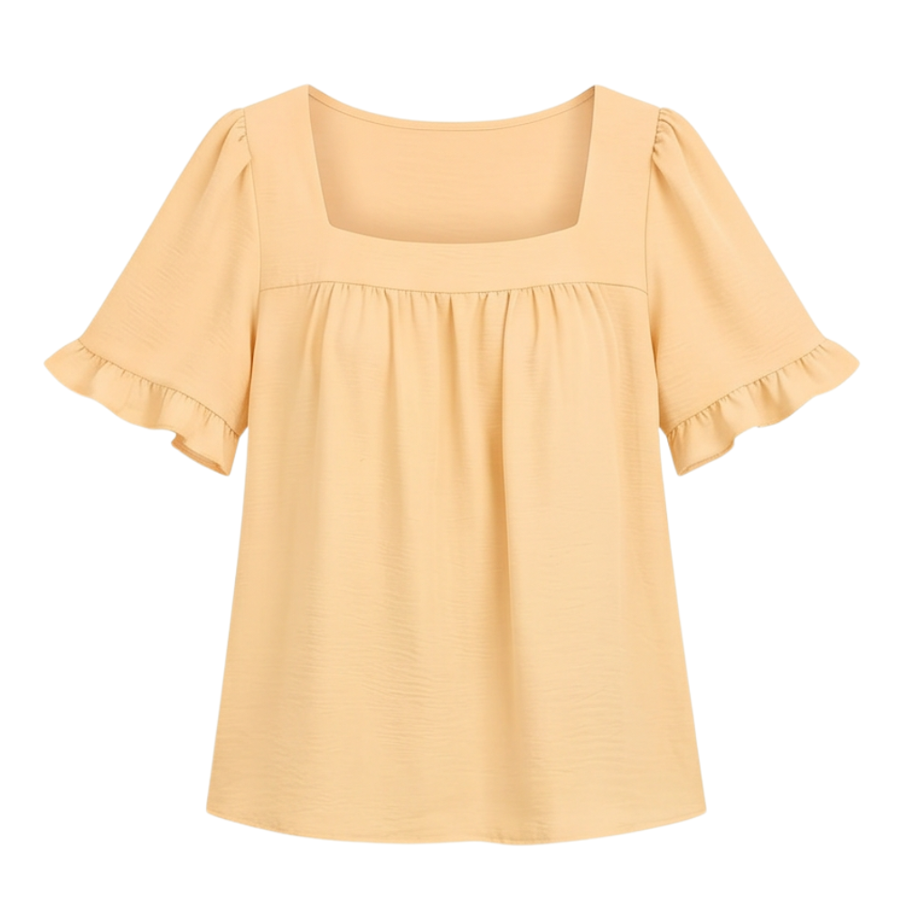 Square Neck Flutter Sleeve Blouse — View 18 | Clova