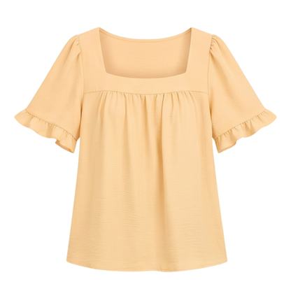 Square Neck Flutter Sleeve Blouse — View 18 | Clova