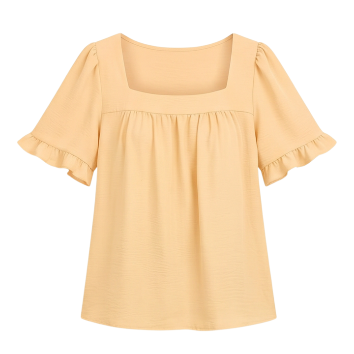 Square Neck Flutter Sleeve Blouse — View 18 | Clova