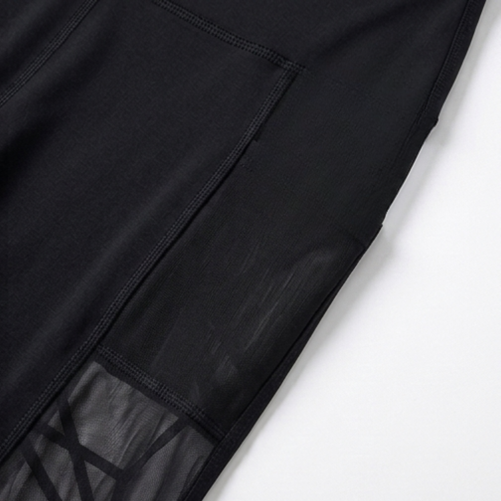 High Waisted Mesh Leggings with Hidden Pocket — View 9 | Clova