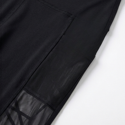 High Waisted Mesh Leggings with Hidden Pocket — View 9 | Clova