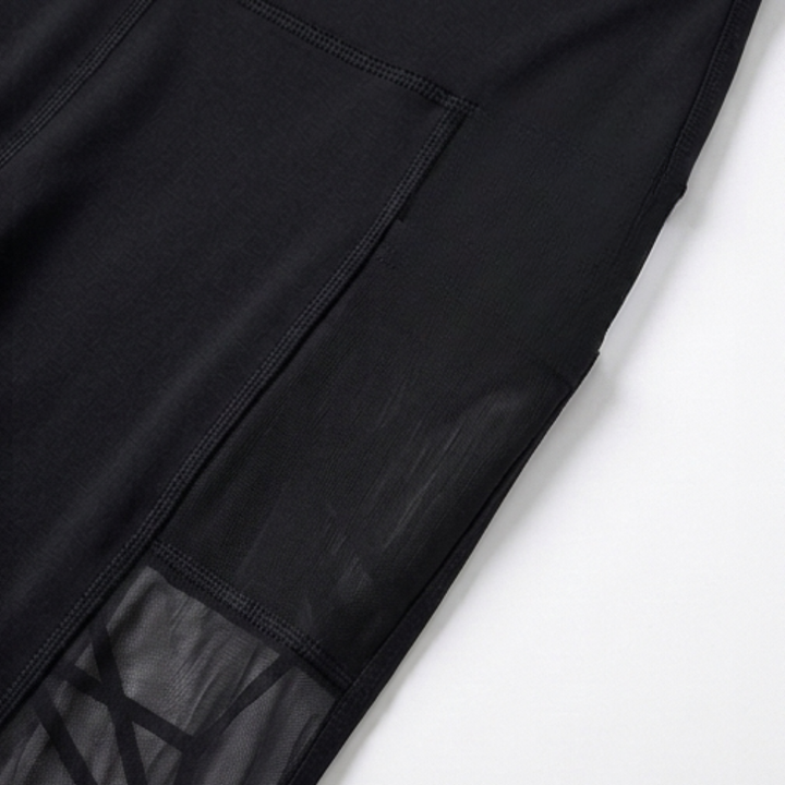 High Waisted Mesh Leggings with Hidden Pocket — View 9 | Clova