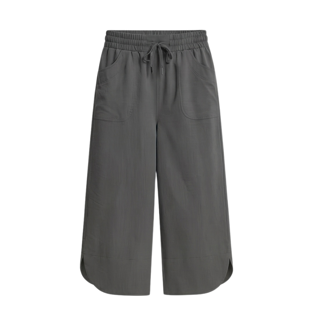 Soft Cropped Wide-Leg Pants with Pockets — View 12 | Clova