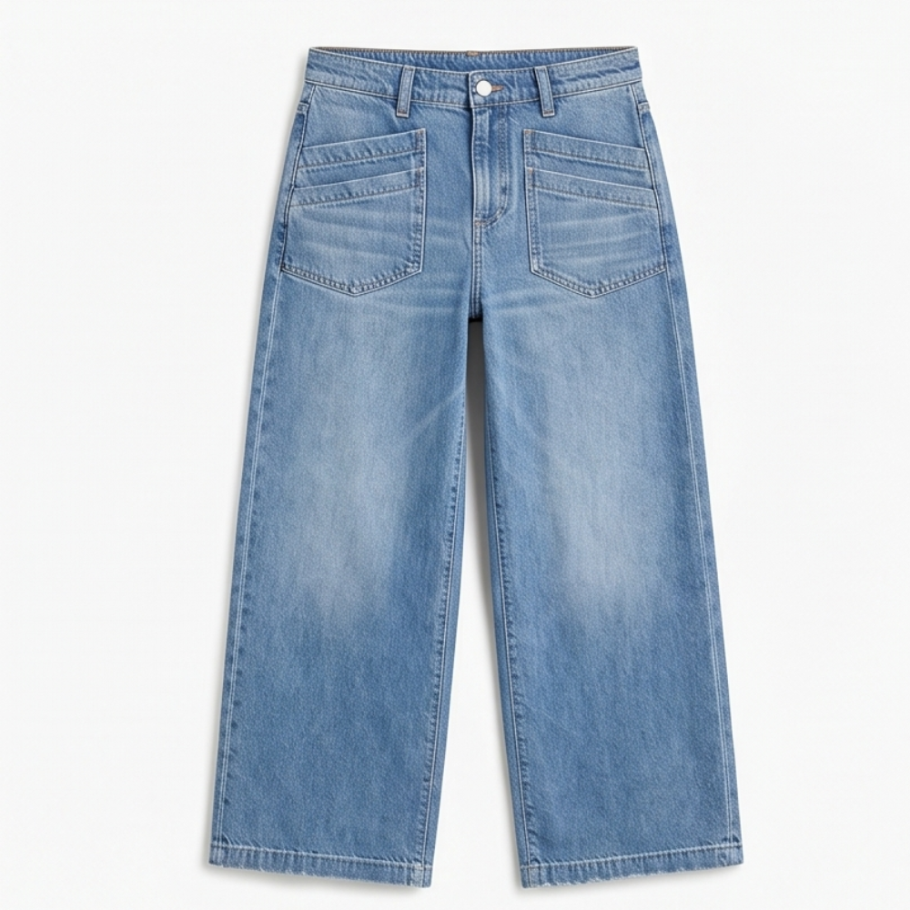 Patch-Pocket Wide-Leg Jeans — View 13 | Clova