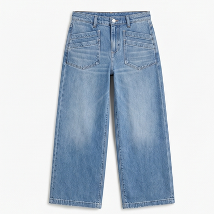 Patch-Pocket Wide-Leg Jeans — View 13 | Clova
