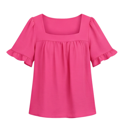 Square Neck Flutter Sleeve Blouse — View 19 | Clova