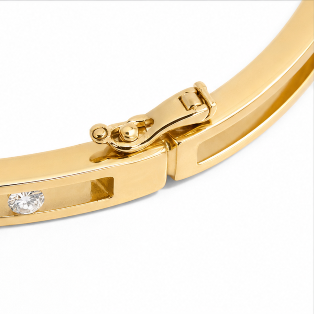 Floating Crystal Gold Bangle Bracelet for Women