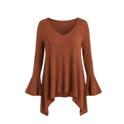 Flowy Handkerchief-Hem Knit Tunic — View 11 | Clova