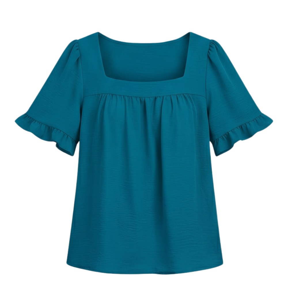 Square Neck Flutter Sleeve Blouse — View 20 | Clova