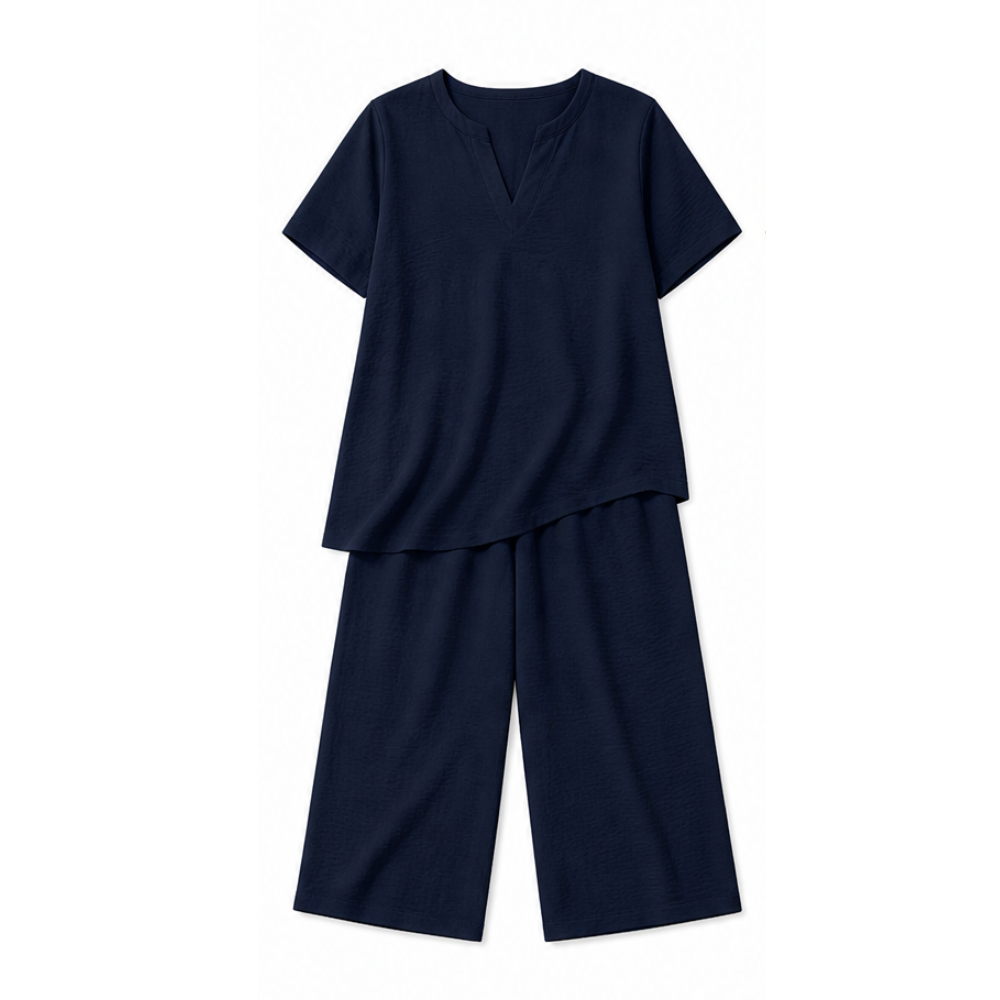 Relaxed Two-Piece Set with Wide-Leg Pants — View 12 | Clova