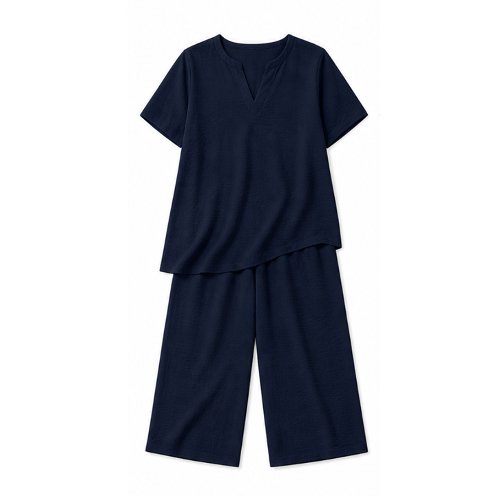 Relaxed Two-Piece Set with Wide-Leg Pants — View 12 | Clova