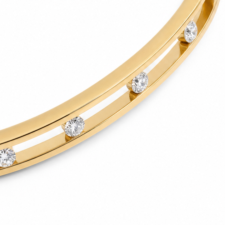 Floating Crystal Gold Bangle Bracelet for Women