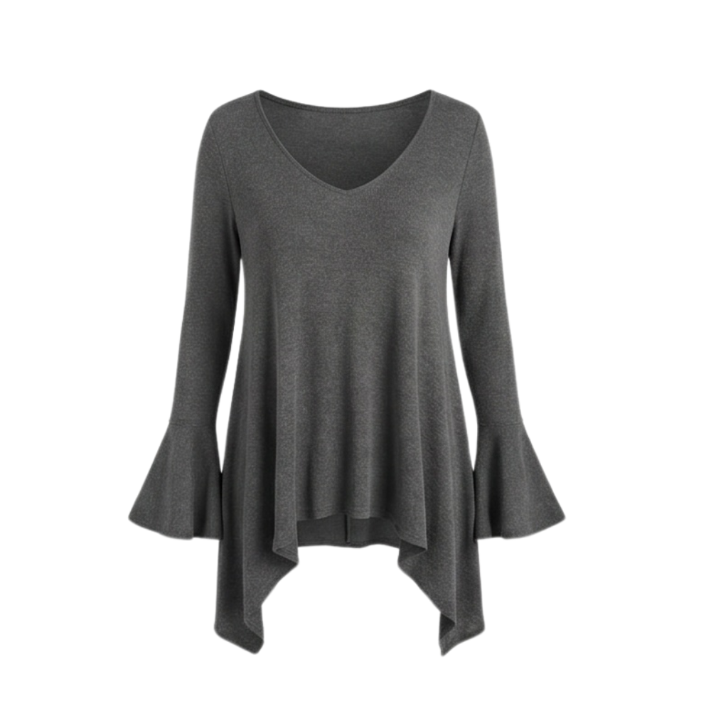 Flowy Handkerchief-Hem Knit Tunic — View 13 | Clova