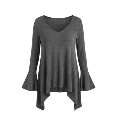 Flowy Handkerchief-Hem Knit Tunic — View 13 | Clova