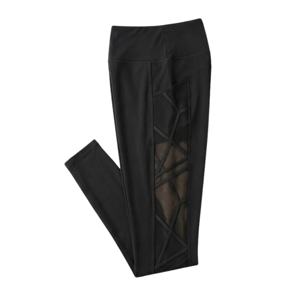 High Waisted Mesh Leggings with Hidden Pocket — View 15 | Clova
