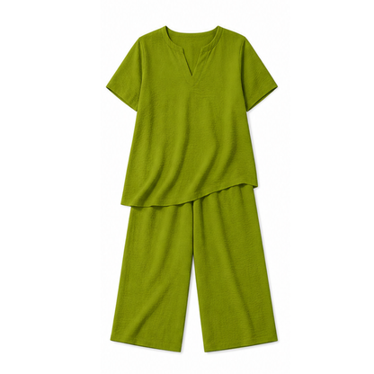 Relaxed Two-Piece Set with Wide-Leg Pants — View 14 | Clova