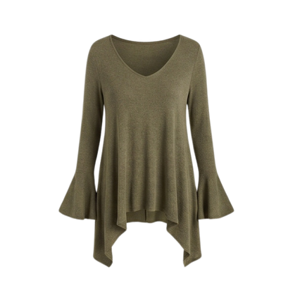 Flowy Handkerchief-Hem Knit Tunic — View 12 | Clova