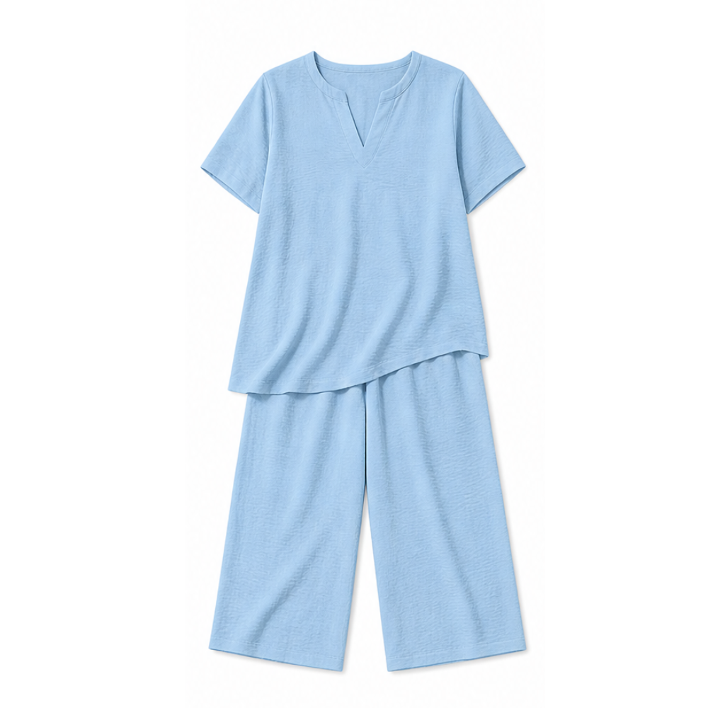Relaxed Two-Piece Set with Wide-Leg Pants — View 11 | Clova