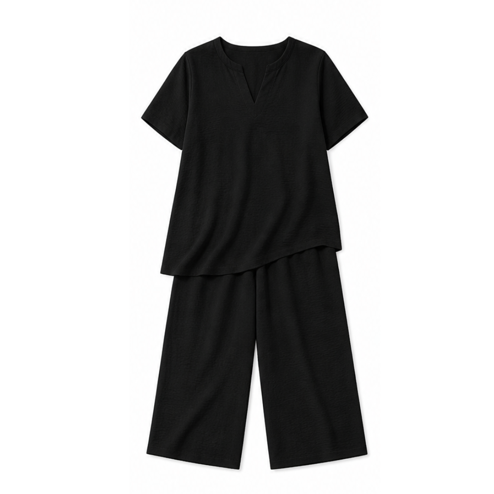 Relaxed Two-Piece Set with Wide-Leg Pants — View 10 | Clova