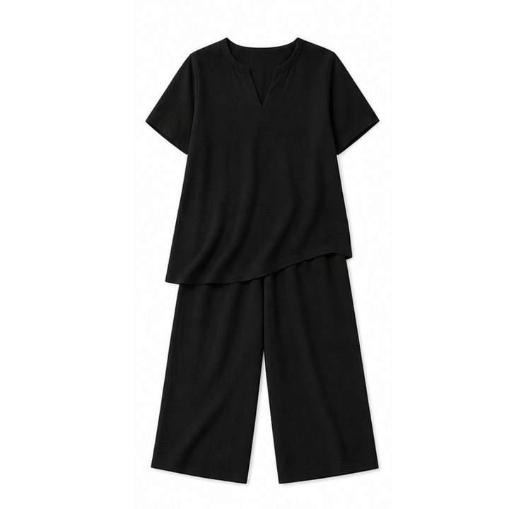 Relaxed Two-Piece Set with Wide-Leg Pants — View 10 | Clova
