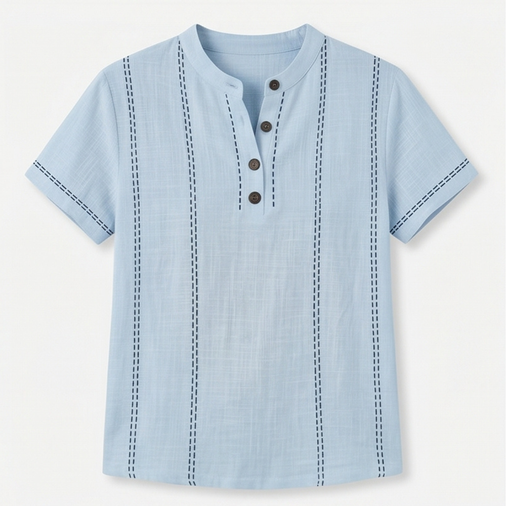 Stitched Henley Top — View 13 | Clova