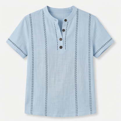 Stitched Henley Top — View 13 | Clova