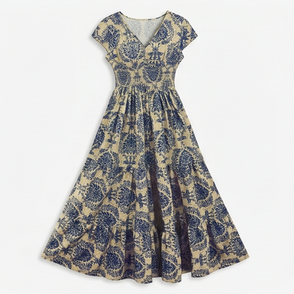 Smocked Floral Maxi Dress — View 12 | Clova