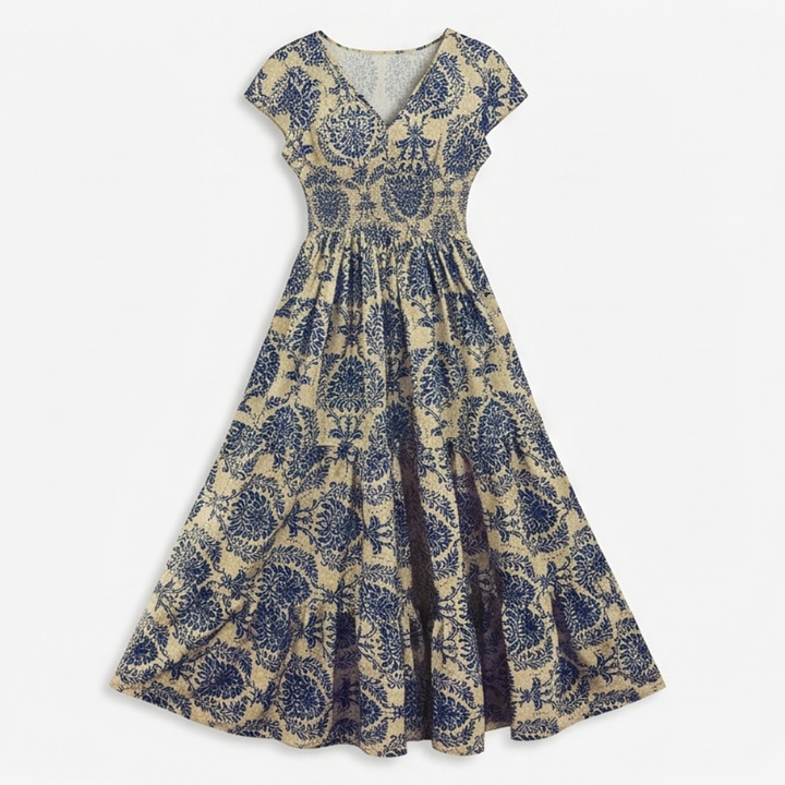 Smocked Floral Maxi Dress — View 12 | Clova