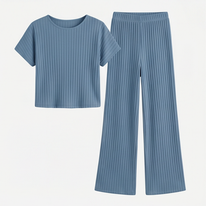 Soft Ribbed Wide-Leg Set — View 9 | Clova