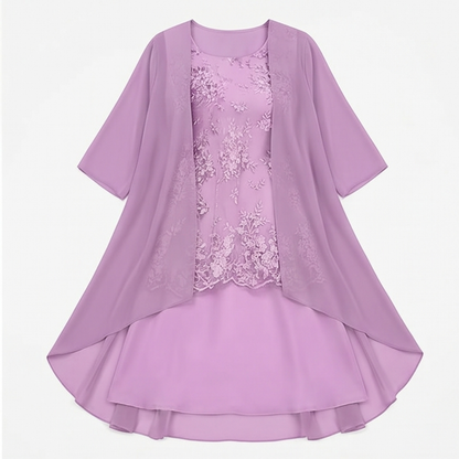 Elegant Lace and Chiffon Dress Set — View 11 | Clova