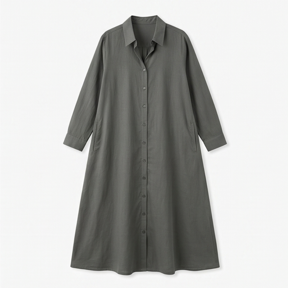 Effortless Maxi Shirt Dress with Pockets — View 12 | Clova