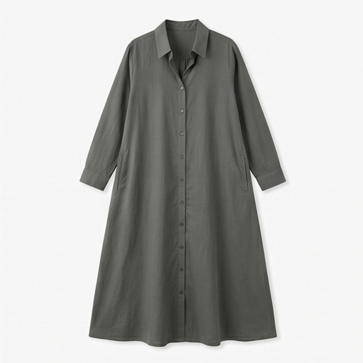 Effortless Maxi Shirt Dress with Pockets — View 12 | Clova