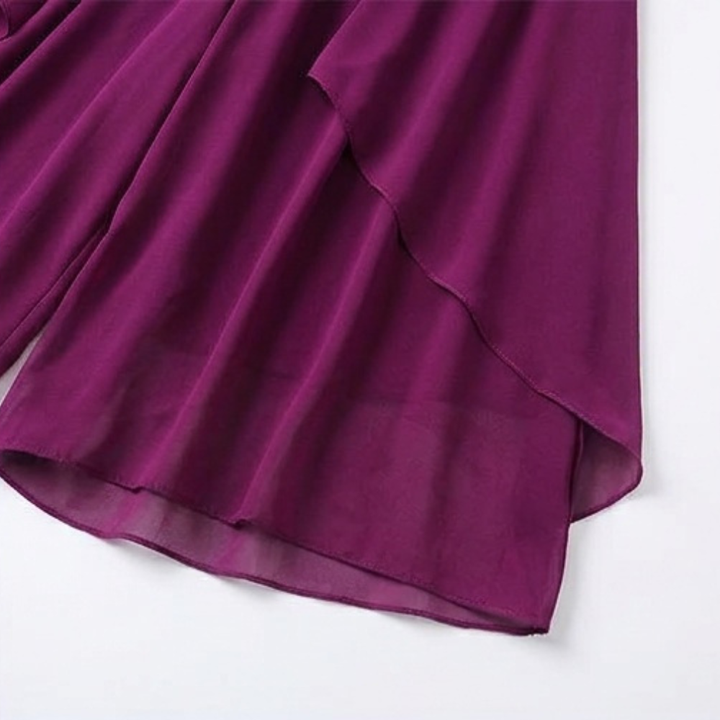 High-Waist Culottes with Skirt Drape — View 13 | Clova