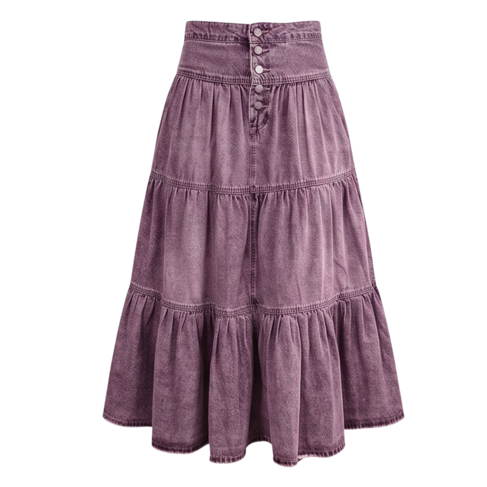 Soft Button-Front Maxi Skirt — View 12 | Clova