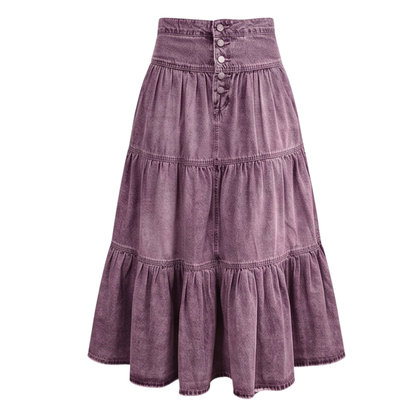 Soft Button-Front Maxi Skirt — View 12 | Clova