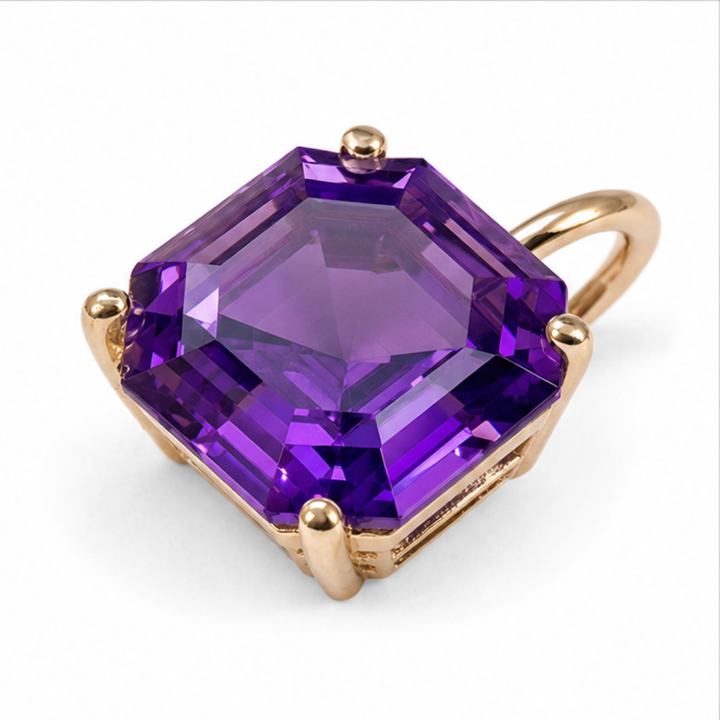 Amethyst purple drop earrings, gold finish