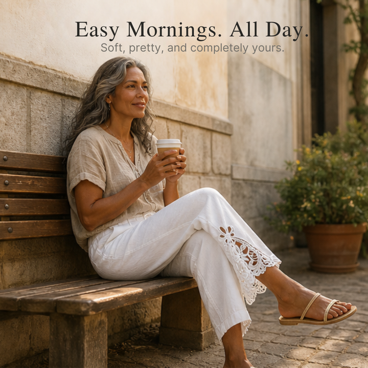 Lace Trim Drawstring Comfort Pants — View 8 | Clova