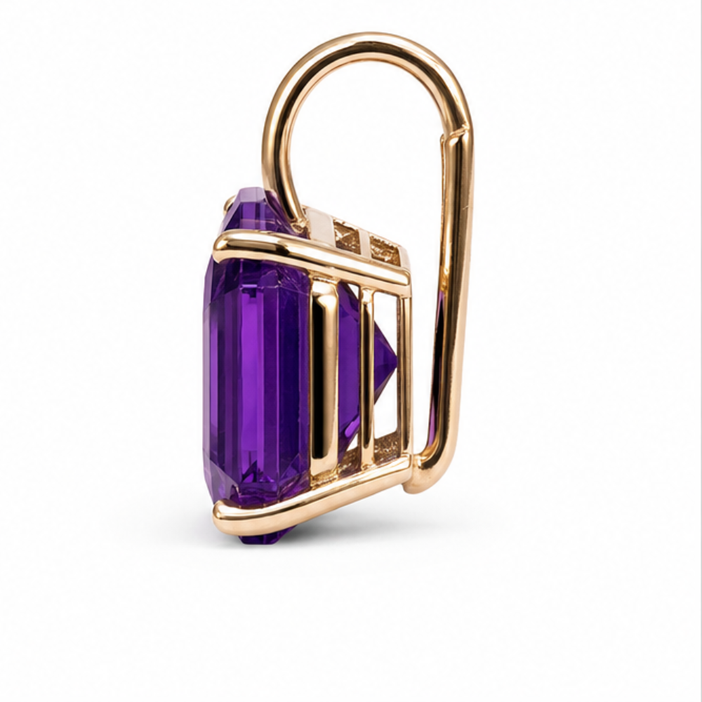 Amethyst purple drop earrings, gold finish