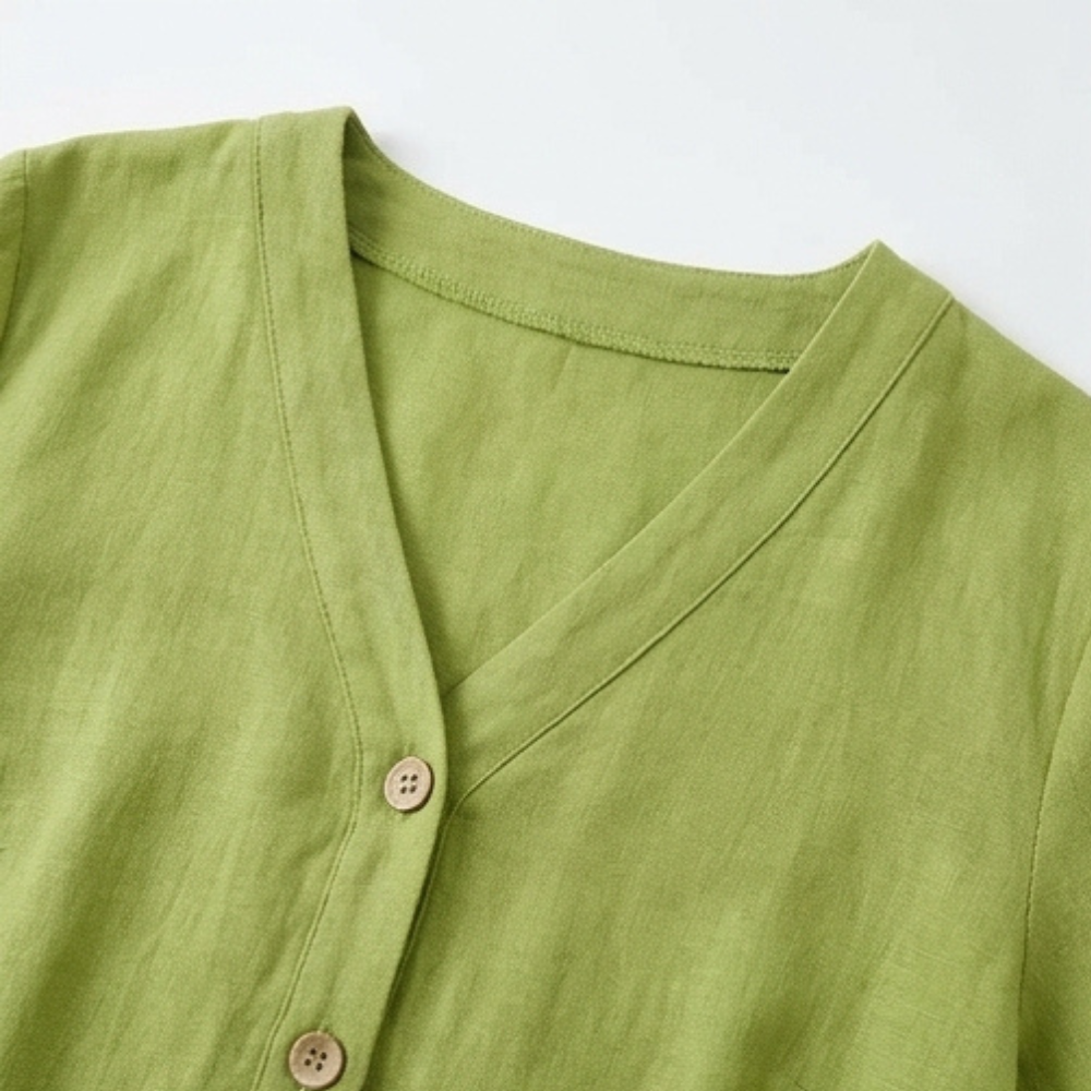 Button-Front Midi Dress — View 7 | Clova