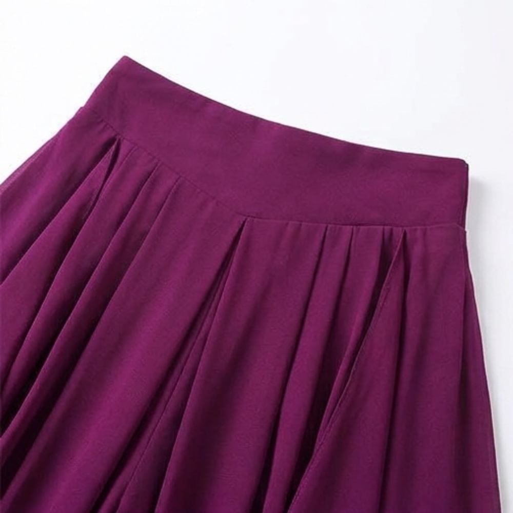 High-Waist Culottes with Skirt Drape — View 12 | Clova