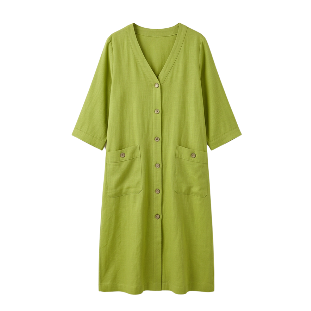Button-Front Midi Dress — View 11 | Clova