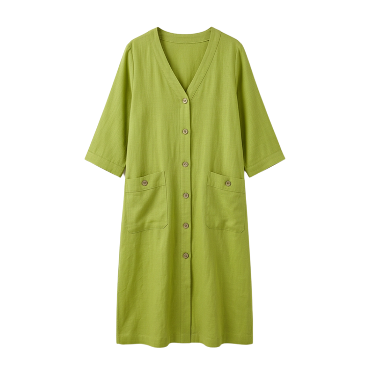 Button-Front Midi Dress — View 11 | Clova