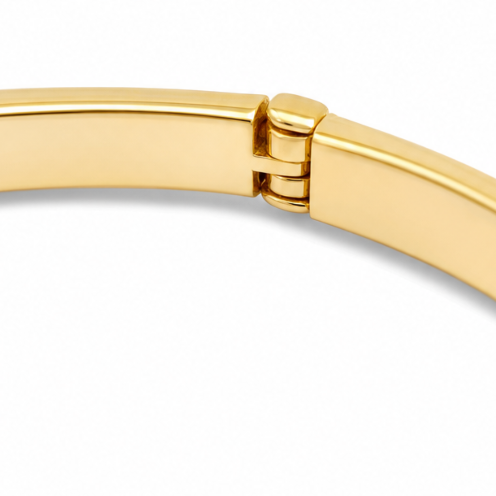 Bangle Bracelet with Oval Crystal Center Stone