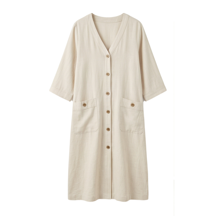 Button-Front Midi Dress — View 12 | Clova