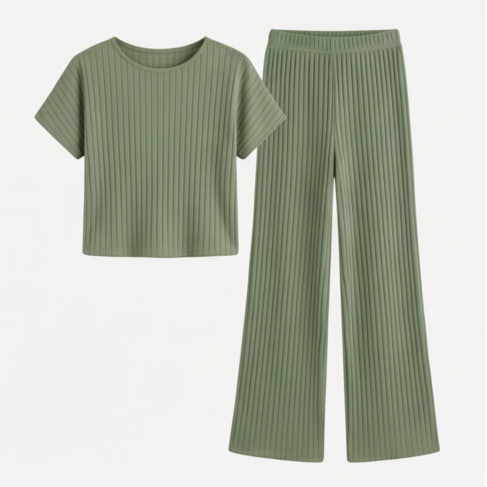 Soft Ribbed Wide-Leg Set — View 10 | Clova